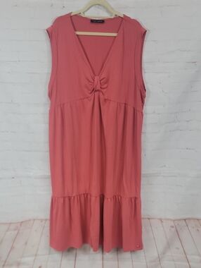 Tommy Hilfiger Coral Midi Dress with Front Knot